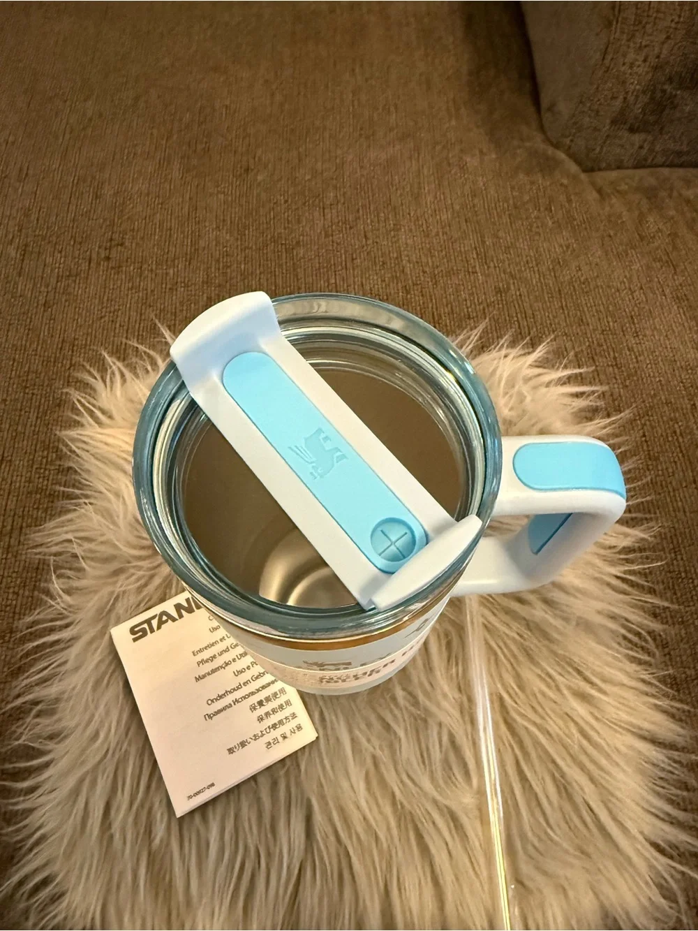 Stanley Light Blue Tumbler with Gold Accents 40oz